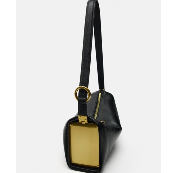 METAL PLATE LEATHER SHOULDER BAG ECRU COLOR - Picture 7 of 13